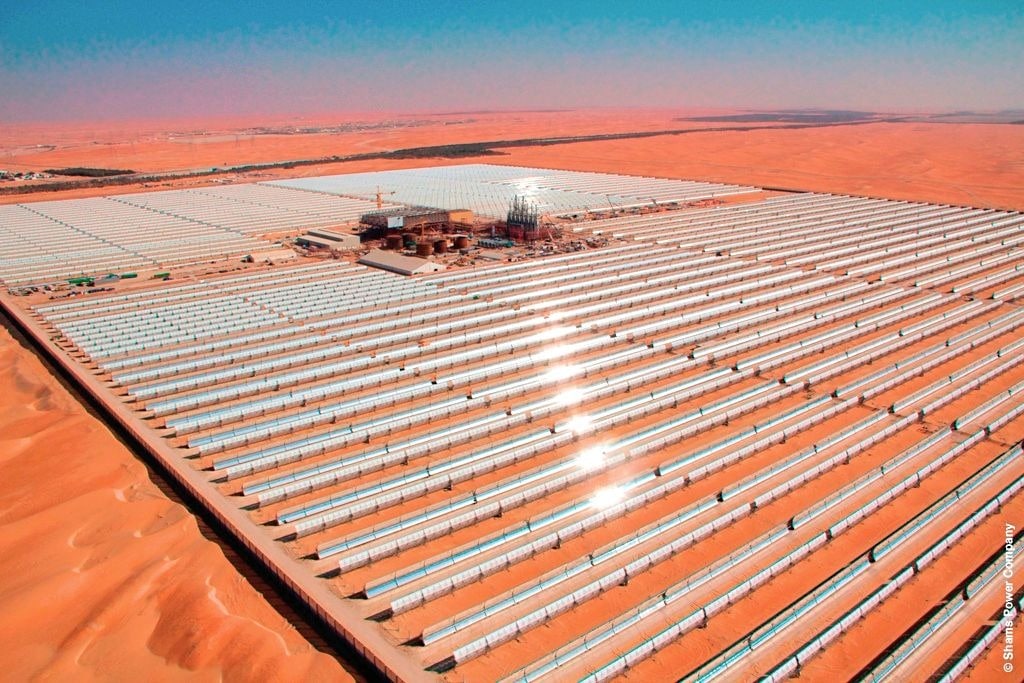 Masdar Shams 1 largest operating CSP solar thermal plant GCC